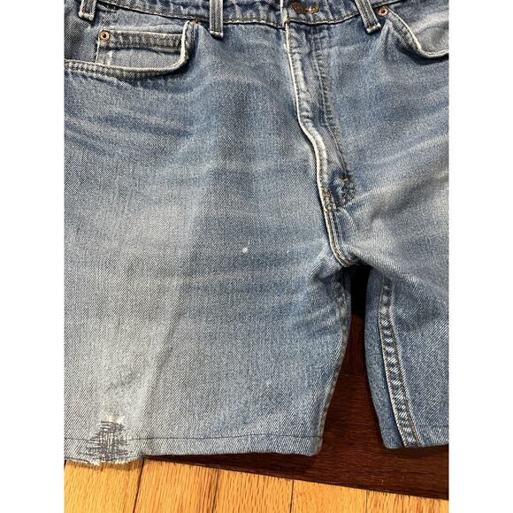 Vintage Levis Cut Off Shorts Mens 38 Blue Jorts Denim Jeans Washed Out Faded 505 - Picture 4 of 14